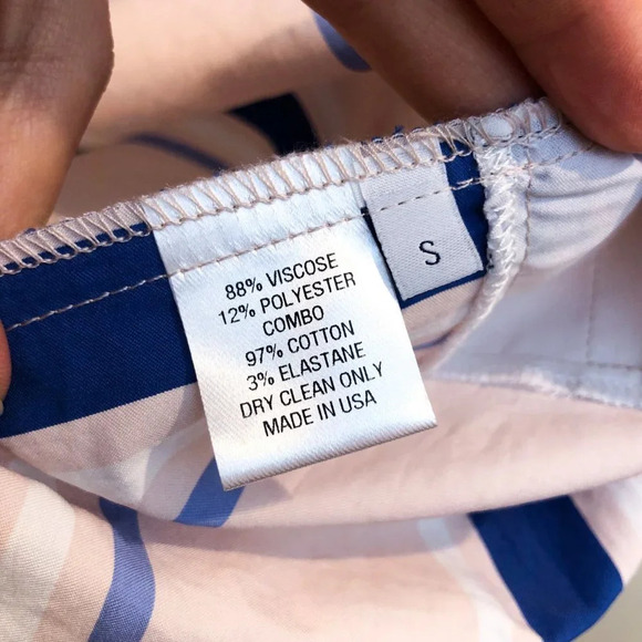 PEARL by Lela Rose Striped Ruffle Sleeve Pink Blue Designer Sheath Mini Dress S - Picture 8 of 10